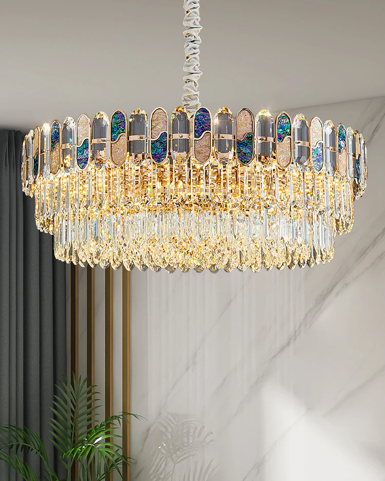WOMO Round/Oval Shell Crystal Chandelier-WM3032 - Image 7