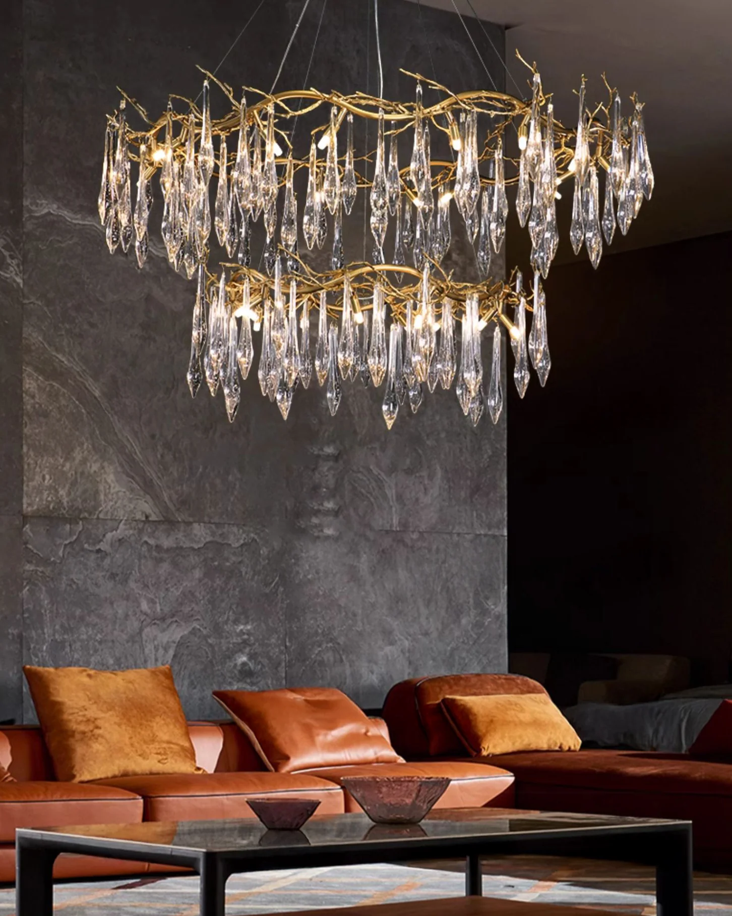 WOMO Round Raindrop Crystal Chandelier-WM3048 - Image 4