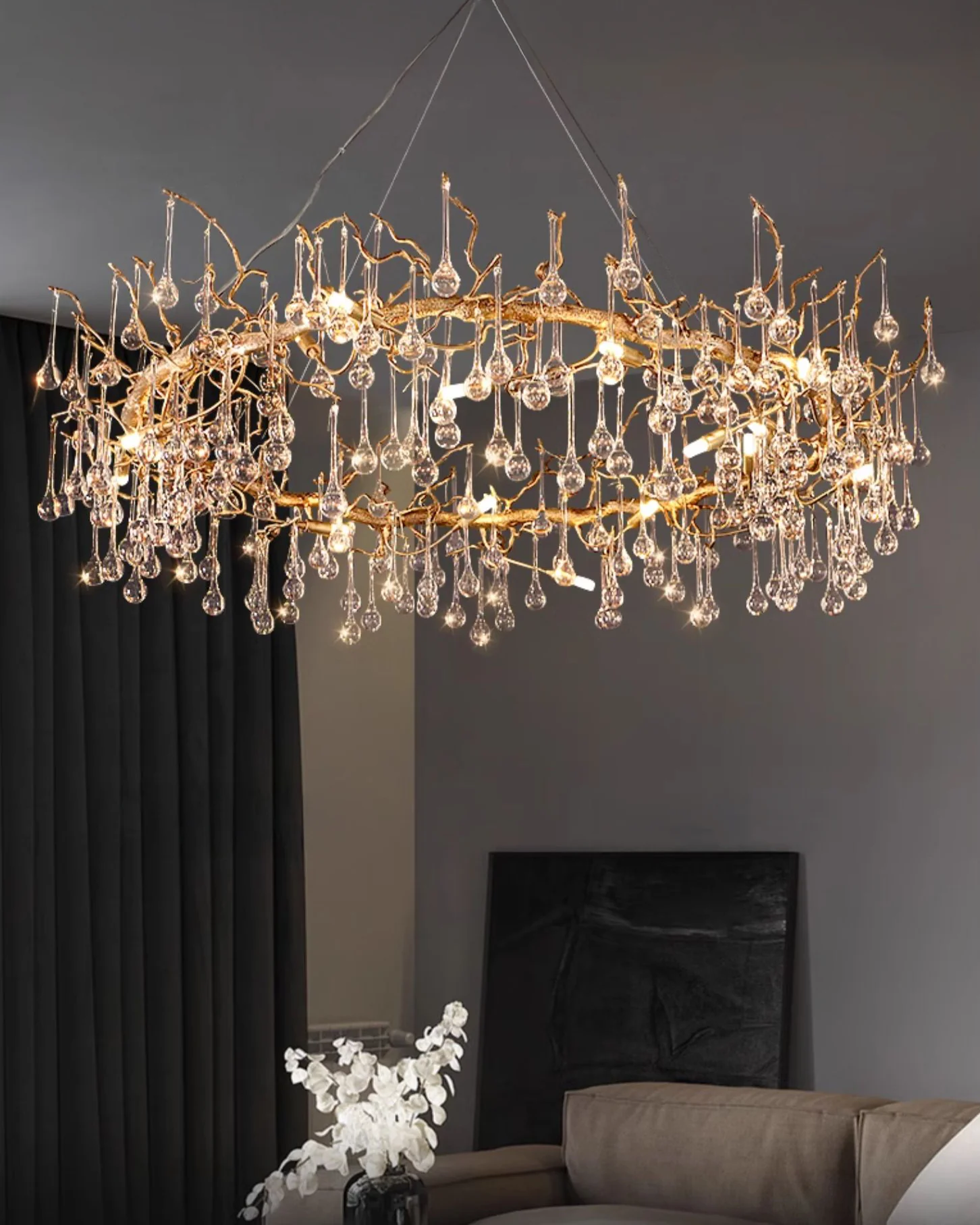 WOMO Round Raindrop Crystal Chandelier-WM3050 - Image 2