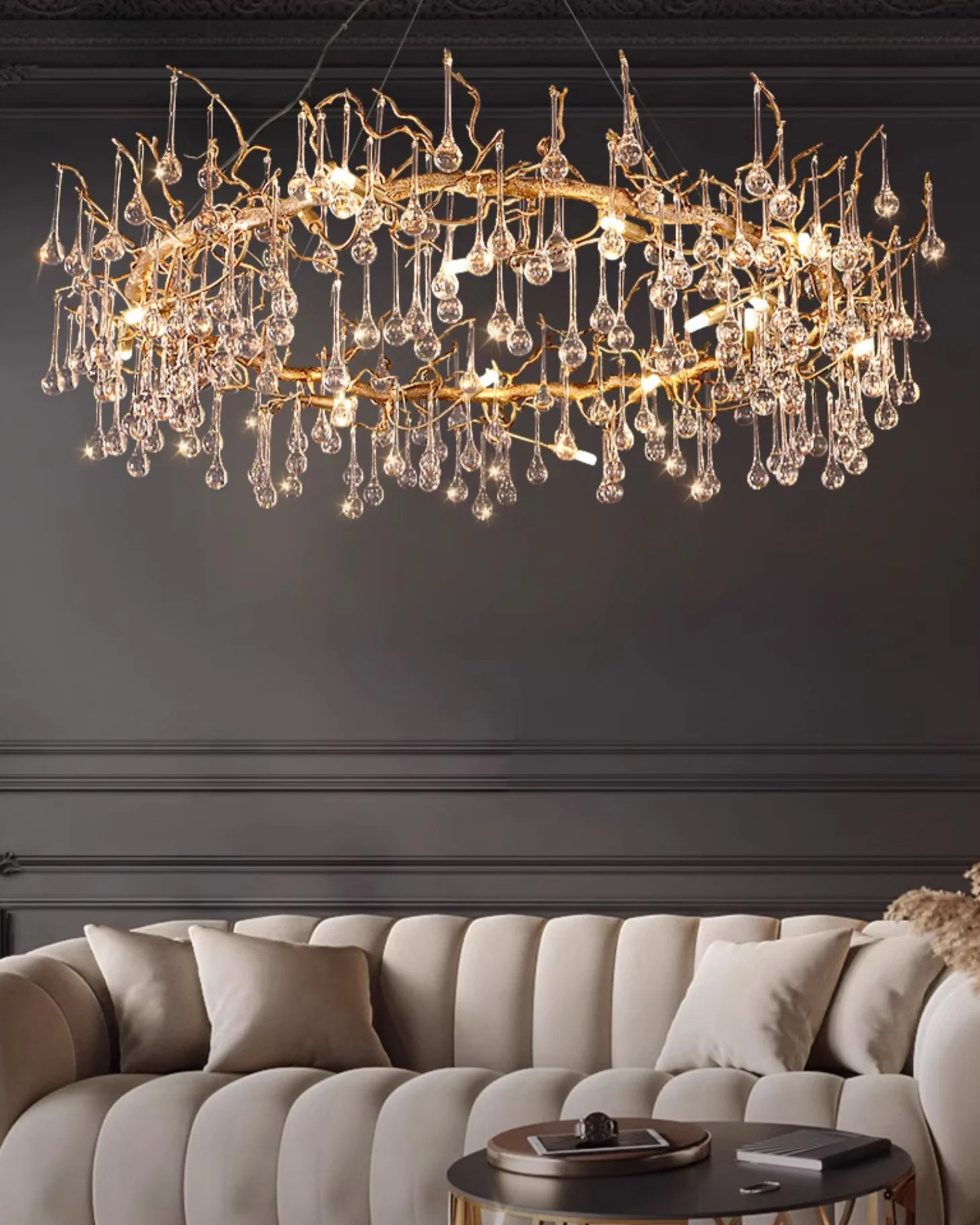 WOMO Round Raindrop Crystal Chandelier-WM3050 - Image 3