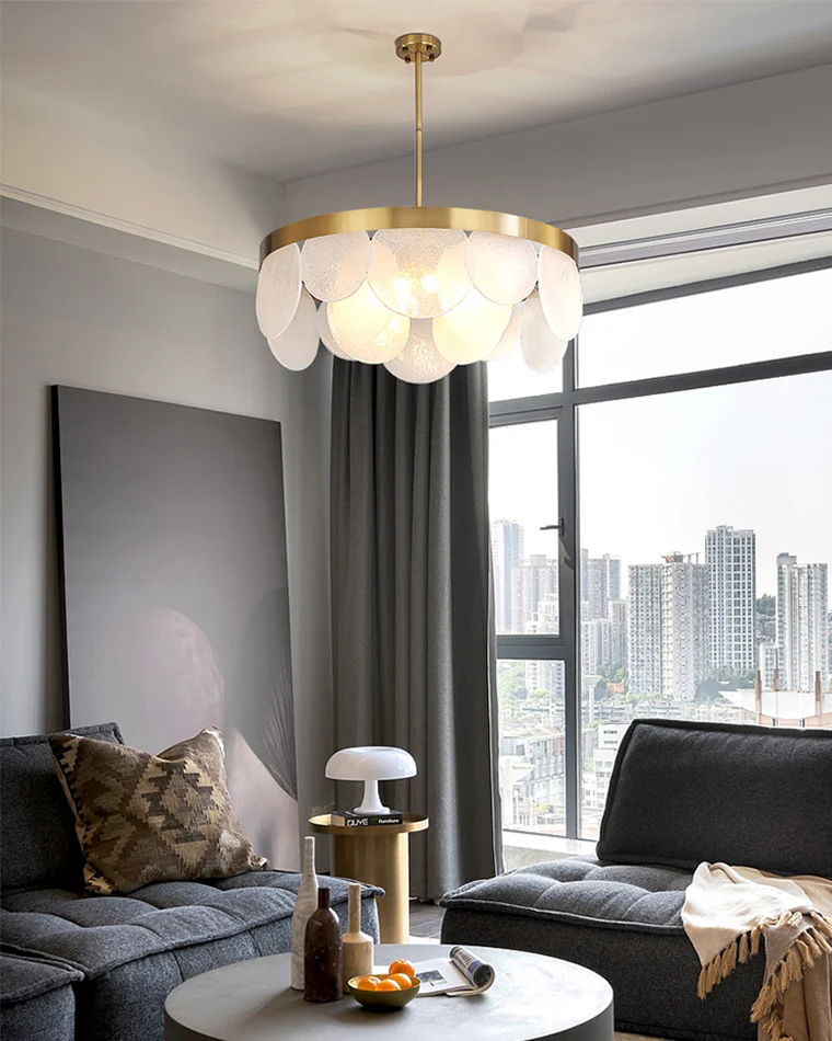WOMO Round Textured/Seeded Glass Chandelier-WM2741 - Image 2