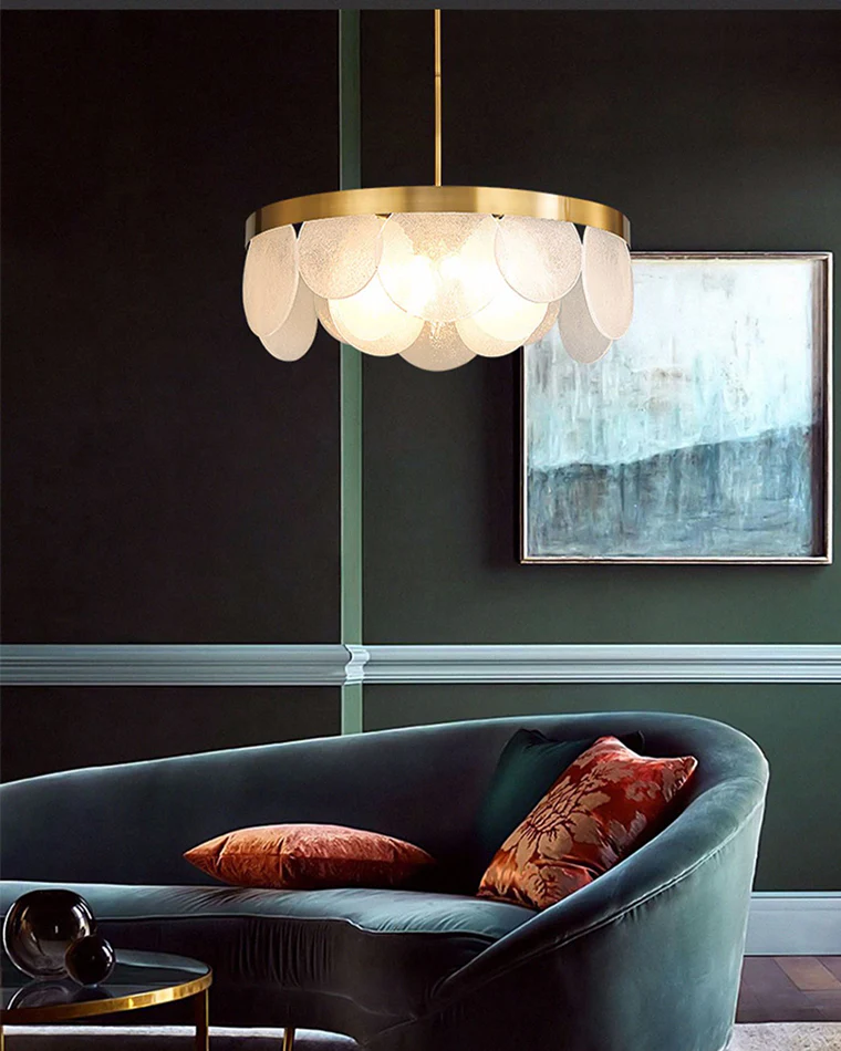 WOMO Round Textured/Seeded Glass Chandelier-WM2741 - Image 3