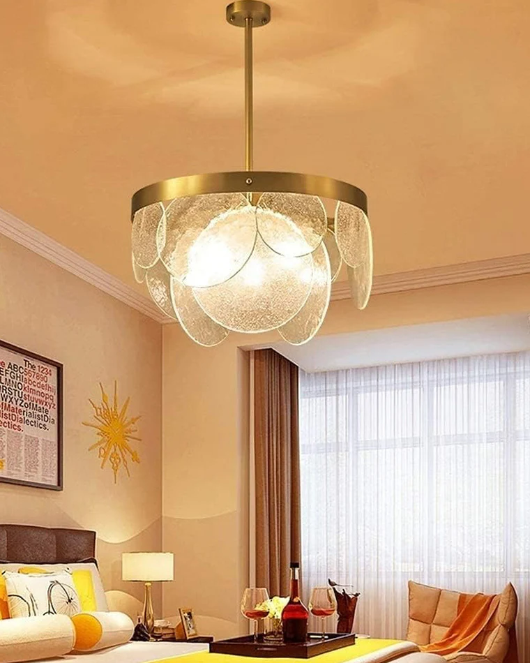 WOMO Round Textured/Seeded Glass Chandelier-WM2741 - Image 7