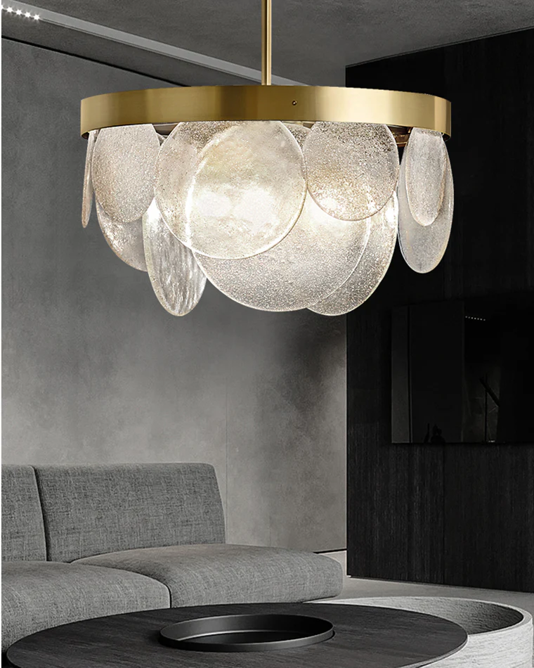 WOMO Round Textured/Seeded Glass Chandelier-WM2741 - Image 8