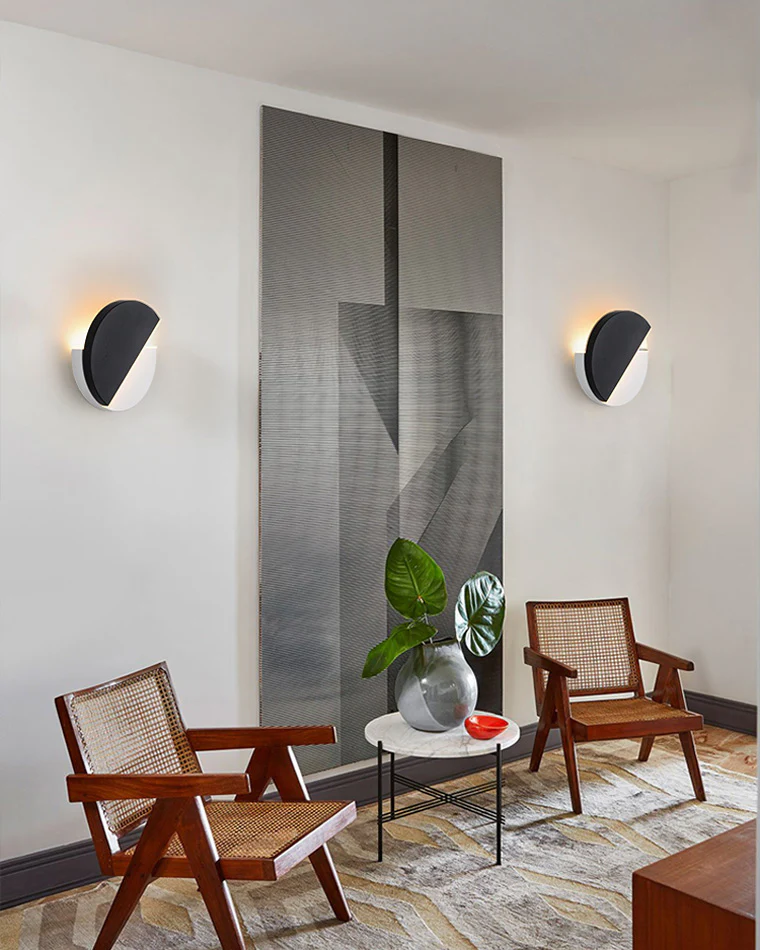 WOMO Adjustable Black & White Round Disc Wall Lamps-WM6071 - Image 3