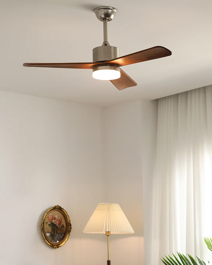 WOMO Silver and Walnut Ceiling Fan Lamp - WM5149 - Image 2