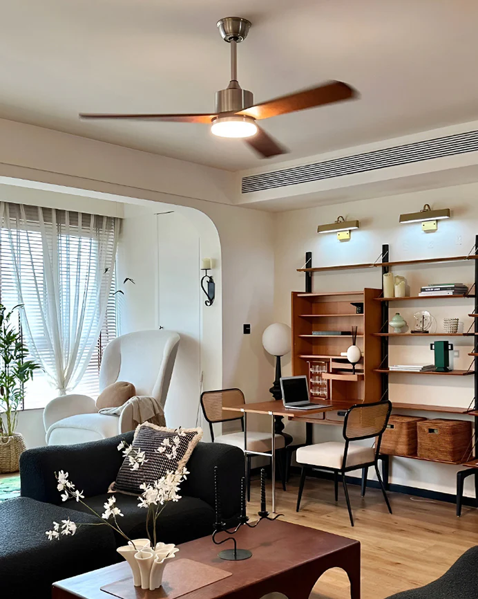 WOMO Silver and Walnut Ceiling Fan Lamp - WM5149 - Image 3