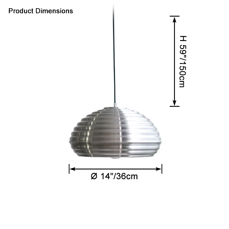 WOMO Silver Fluted Dome Pendant Light-WM2660 - Image 10