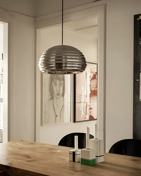 WOMO Silver Fluted Dome Pendant Light-WM2660 - Image 2