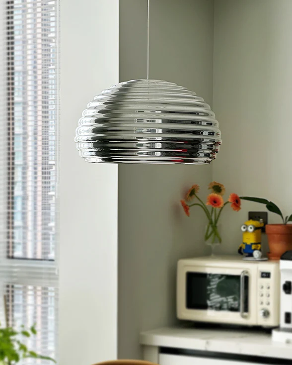 WOMO Silver Fluted Dome Pendant Light-WM2660 - Image 5