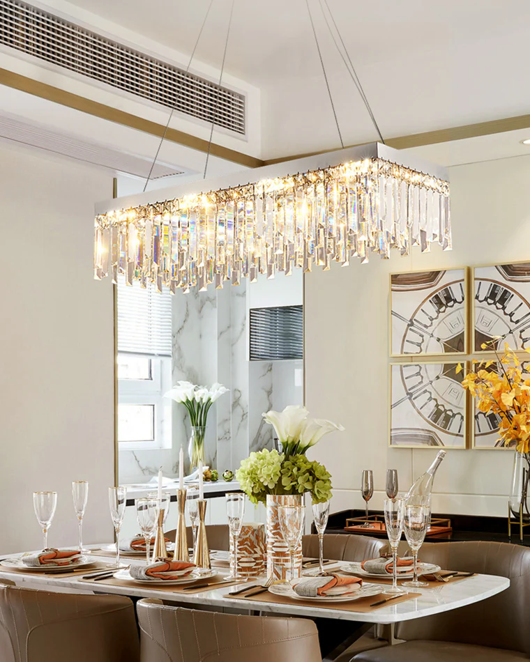 WOMO Rectangular Silver Crystal Chandelier-WM2702 - Image 2