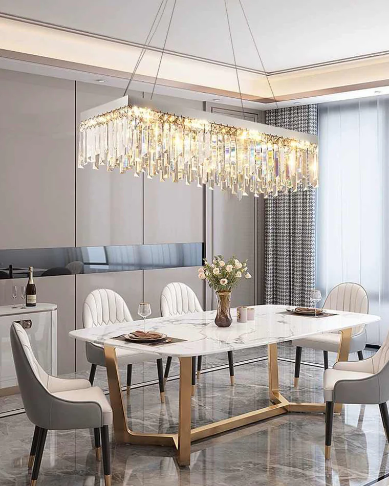 WOMO Rectangular Silver Crystal Chandelier-WM2702 - Image 3