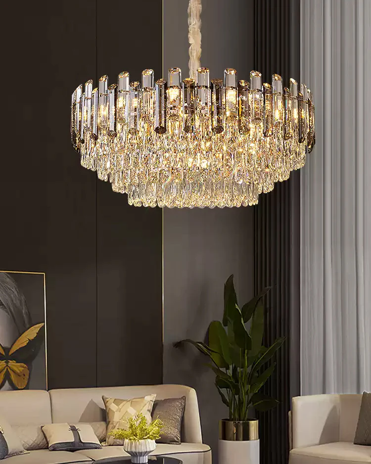 WOMO Smoked Crystal Tiered Chandelier-WM3024 - Image 3