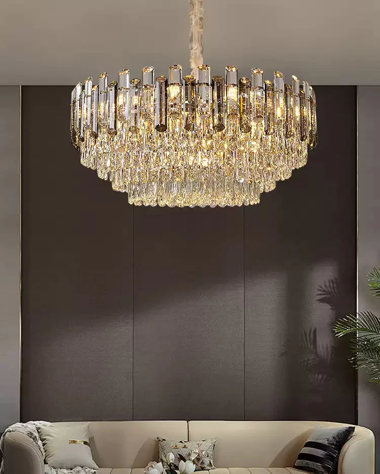 WOMO Smoked Crystal Tiered Chandelier-WM3024 - Image 5