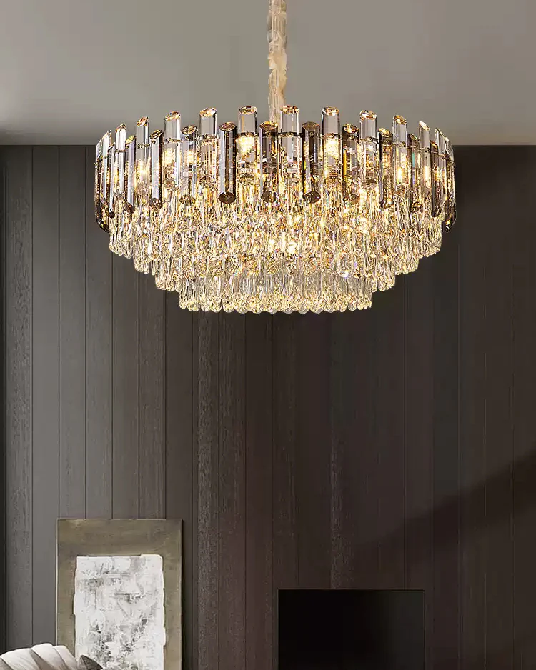 WOMO Smoked Crystal Tiered Chandelier-WM3024 - Image 7