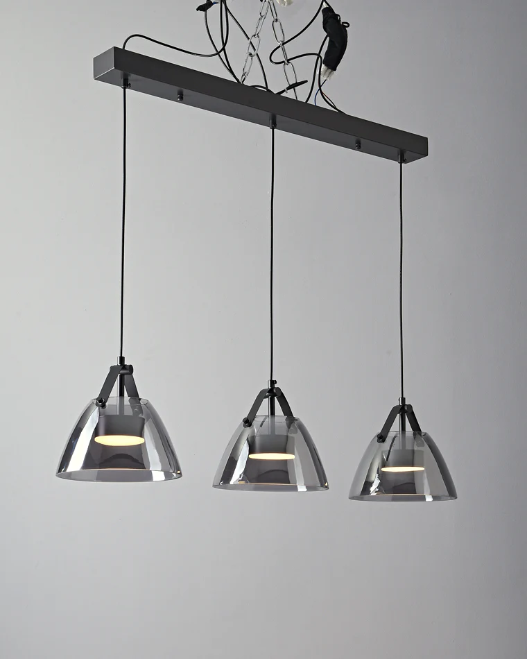 WOMO 3 Light Smoked Glass Pendant Light-WM2238 - Image 29