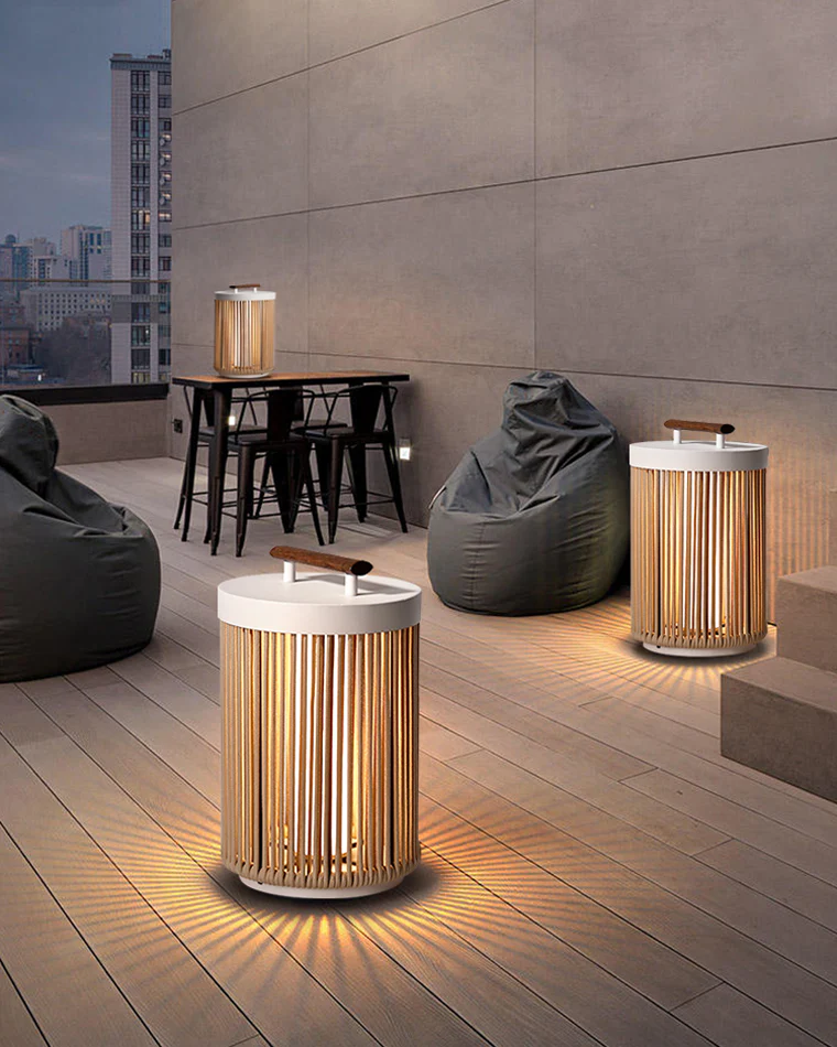 WOMO Outdoor Solar Portable Wicker Lantern-WM9020 - Image 24