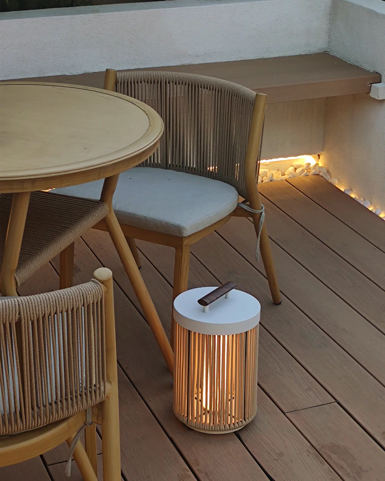 WOMO Outdoor Solar Portable Wicker Lantern-WM9020 - Image 4