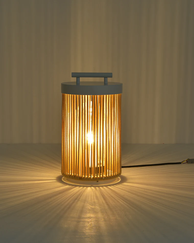 WOMO Outdoor Solar Portable Wicker Lantern-WM9020 - Image 6