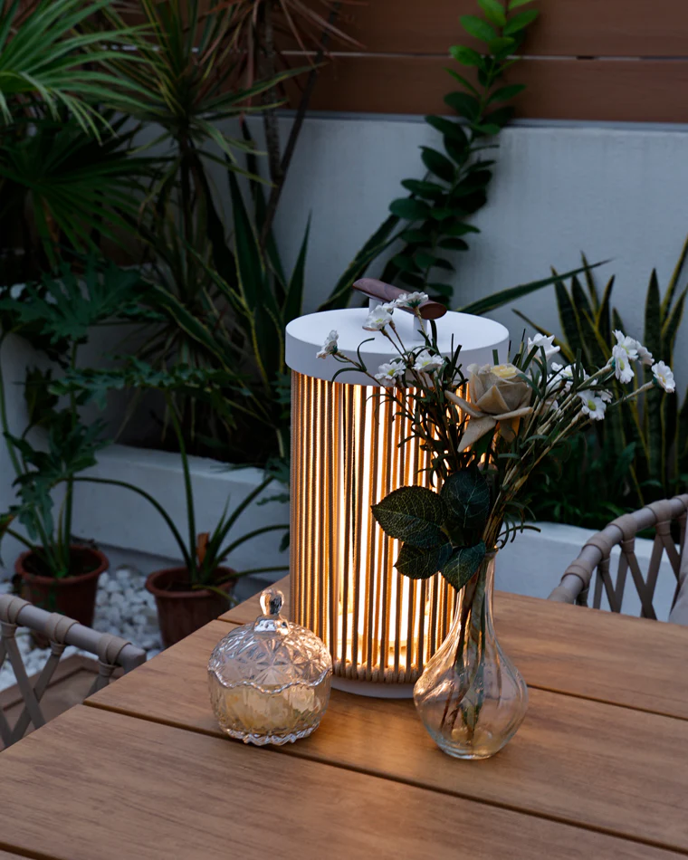 WOMO Outdoor Solar Portable Wicker Lantern-WM9020 - Image 7