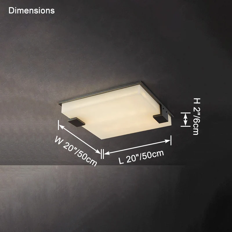 WOMO Square Alabaster Flush Mount Ceiling Light-WM1149 - Image 15