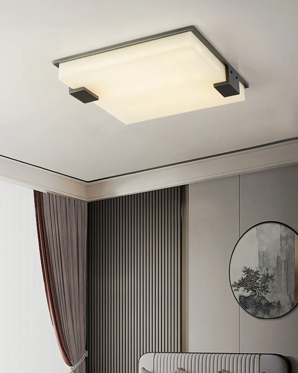 WOMO Square Alabaster Flush Mount Ceiling Light-WM1149 - Image 4