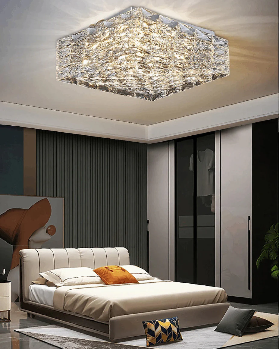 WOMO Square Crystal Flush Mount Ceiling Light-WM1130 - Image 8
