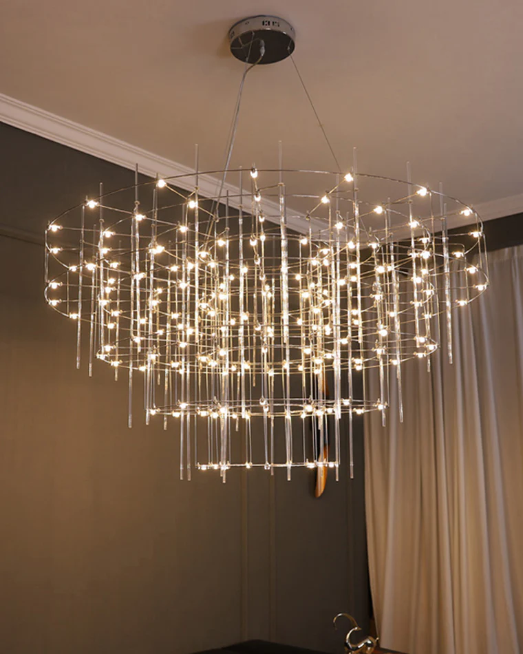 WOMO Tiered Glass Rod Sculptural Chandelier-WM2199 - Image 15