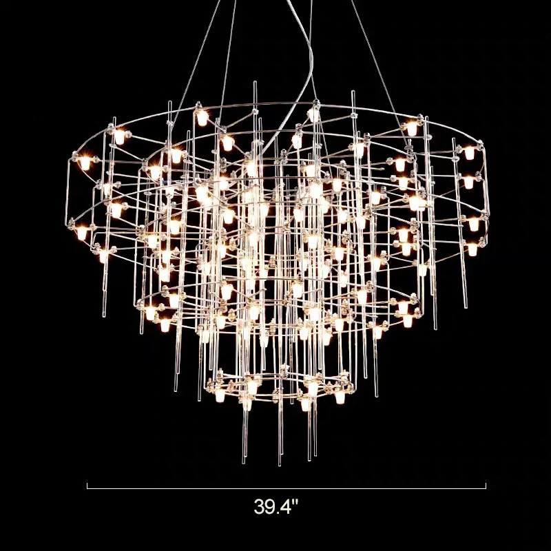 WOMO Tiered Glass Rod Sculptural Chandelier-WM2199 - Image 38