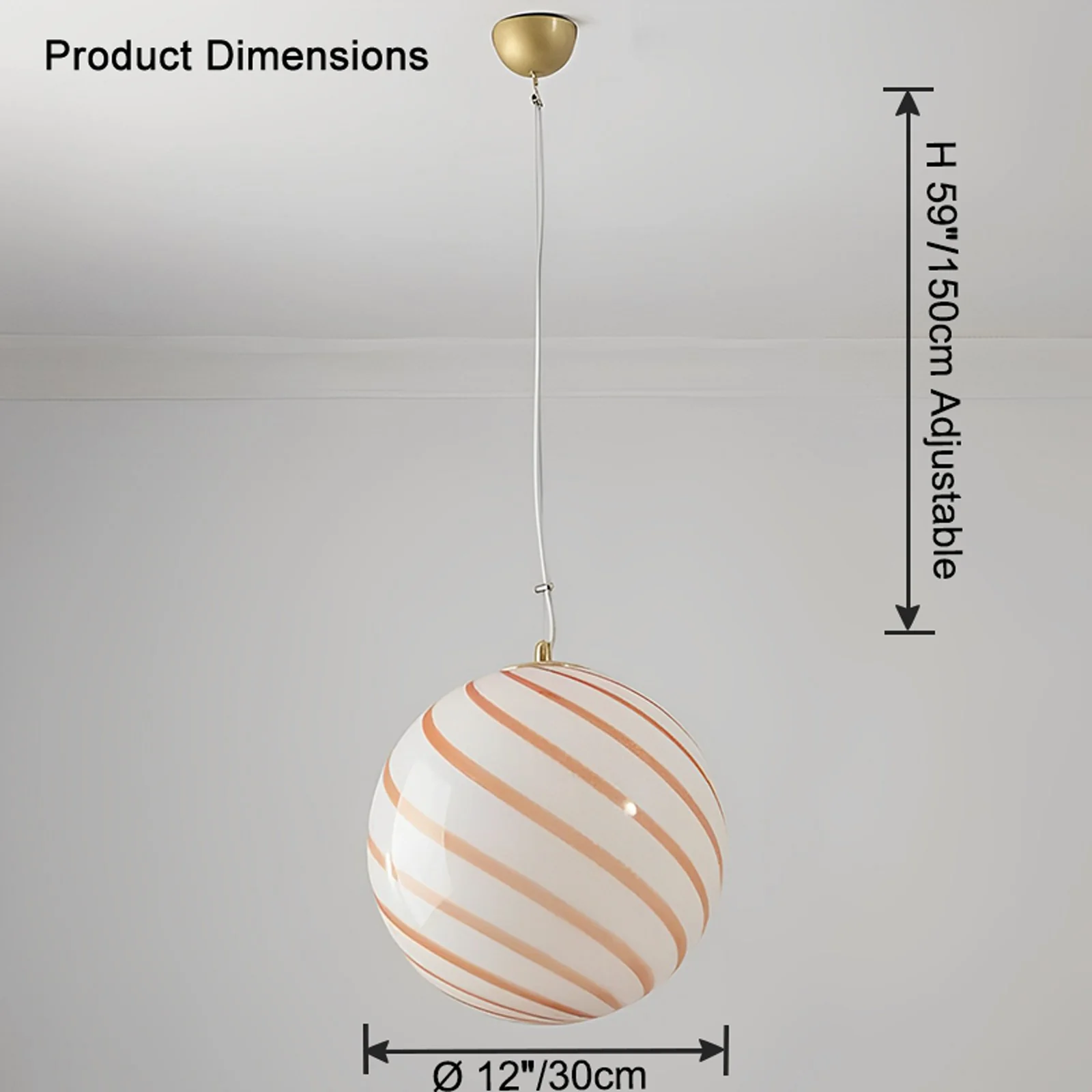 WOMO Swirl Glass Globe Pendant Light-WM2613 - Image 12
