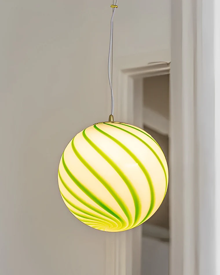 WOMO Swirl Glass Globe Pendant Light-WM2613 - Image 2