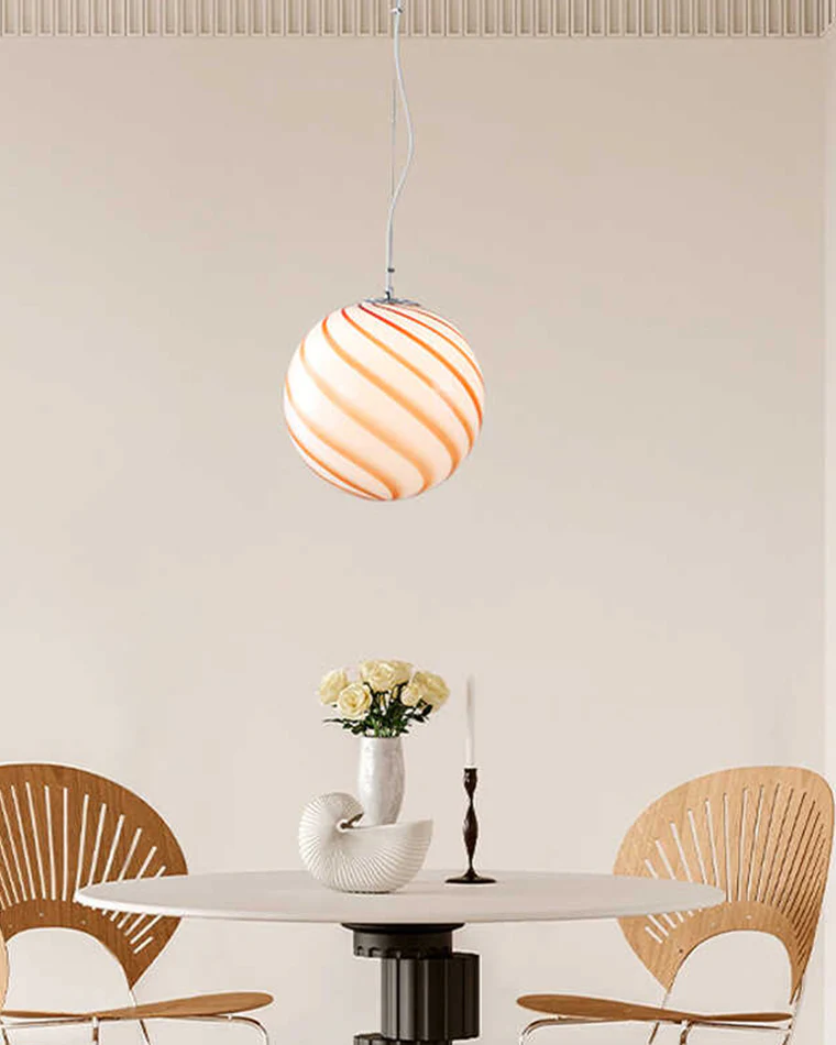 WOMO Swirl Glass Globe Pendant Light-WM2613 - Image 3