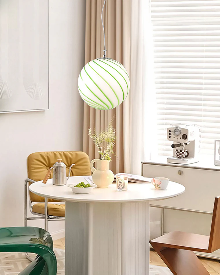 WOMO Swirl Glass Globe Pendant Light-WM2613 - Image 4