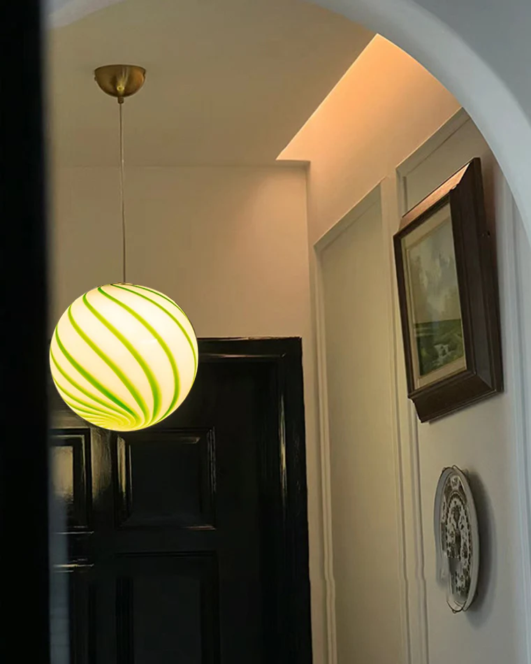WOMO Swirl Glass Globe Pendant Light-WM2613 - Image 6