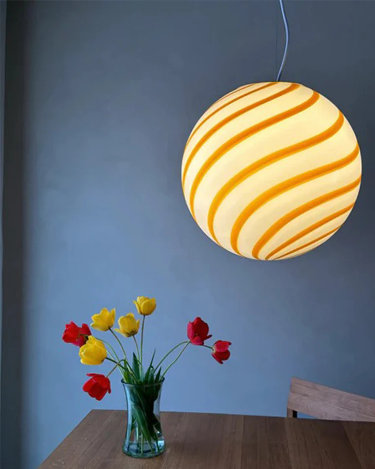 WOMO Swirl Glass Globe Pendant Light-WM2613 - Image 7