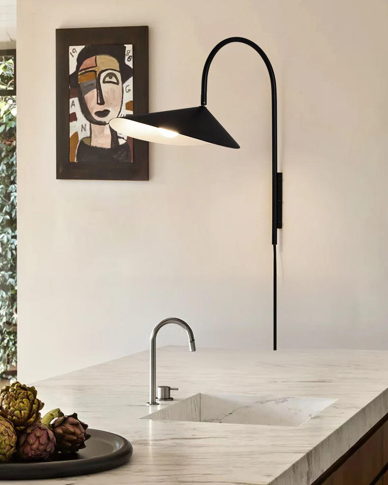 WOMO Swivel Arched Wall Sconce with Plugs and Shade-WM6119 - Image 11
