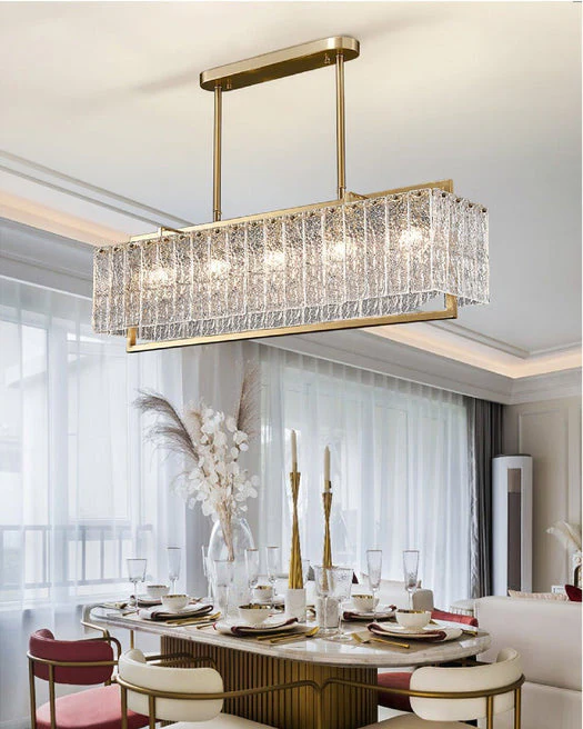 WOMO Textured Glass Linear Chandelier-WM2620 - Image 11