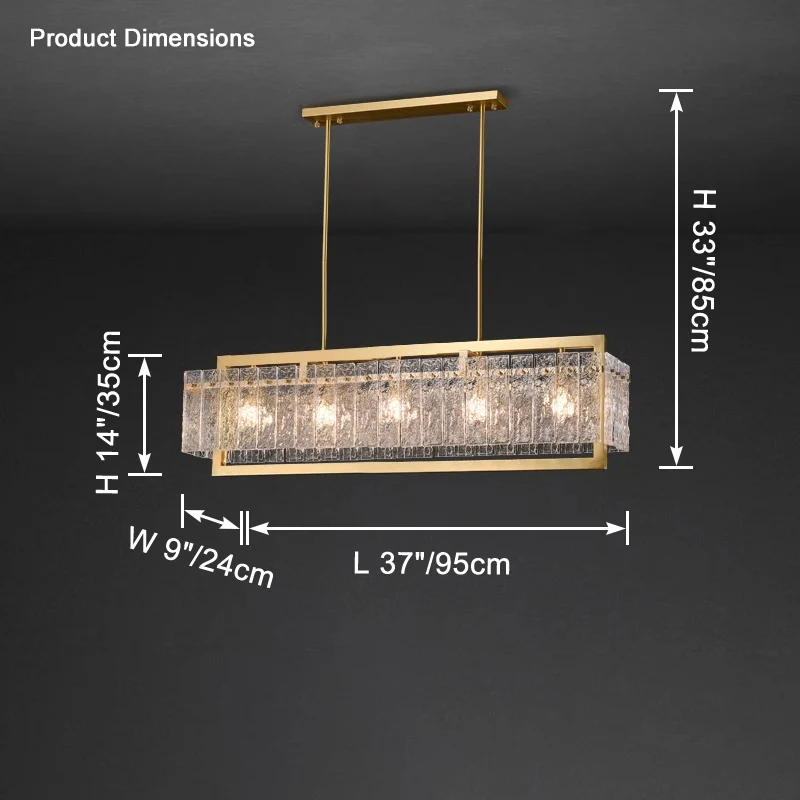 WOMO Textured Glass Linear Chandelier-WM2620 - Image 16