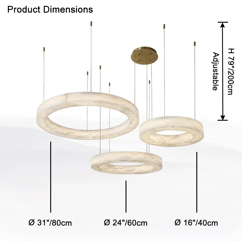 WOMO 3 Rings Alabaster Chandelier-WM2857 - Image 10