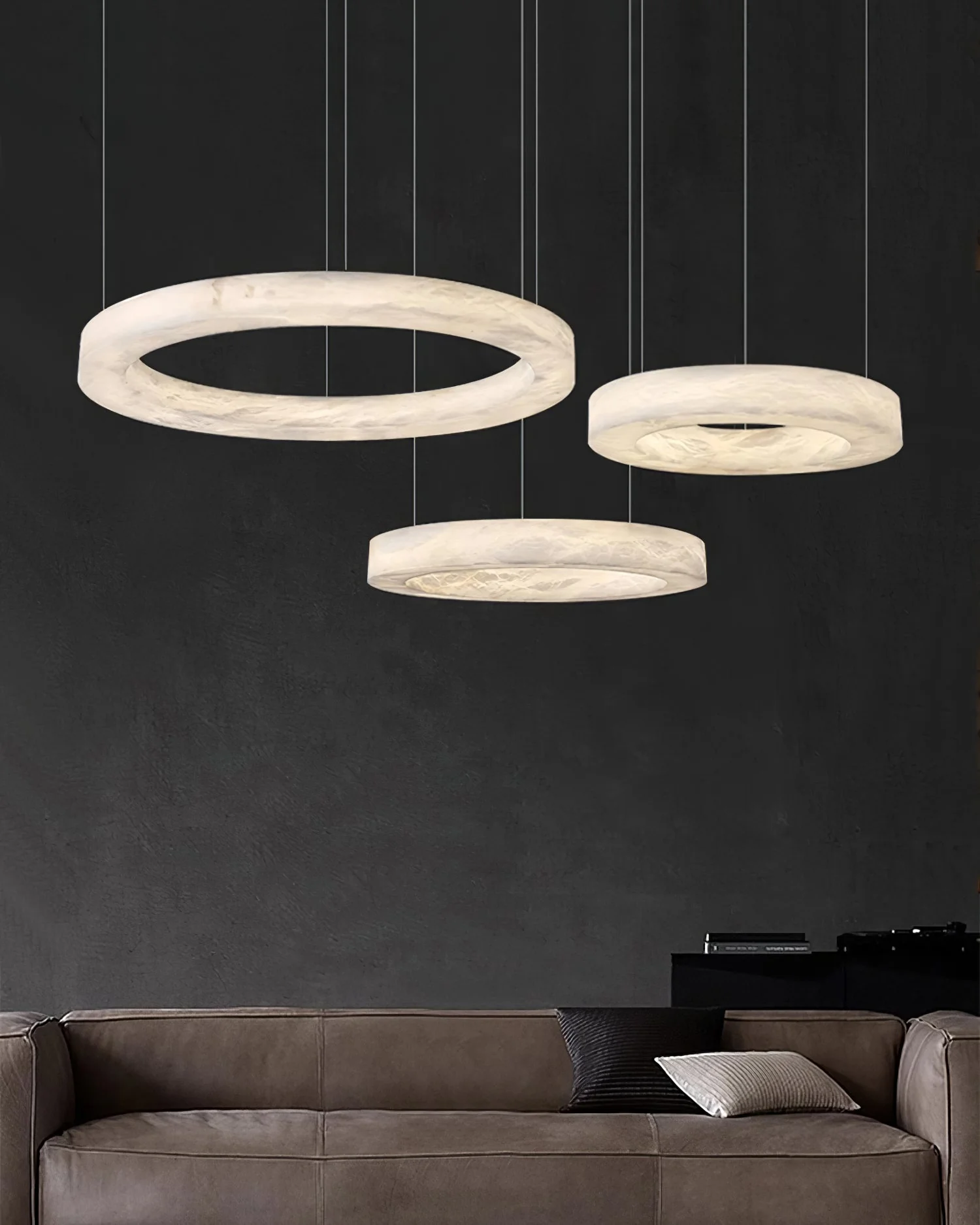 WOMO 3 Rings Alabaster Chandelier-WM2857 - Image 6