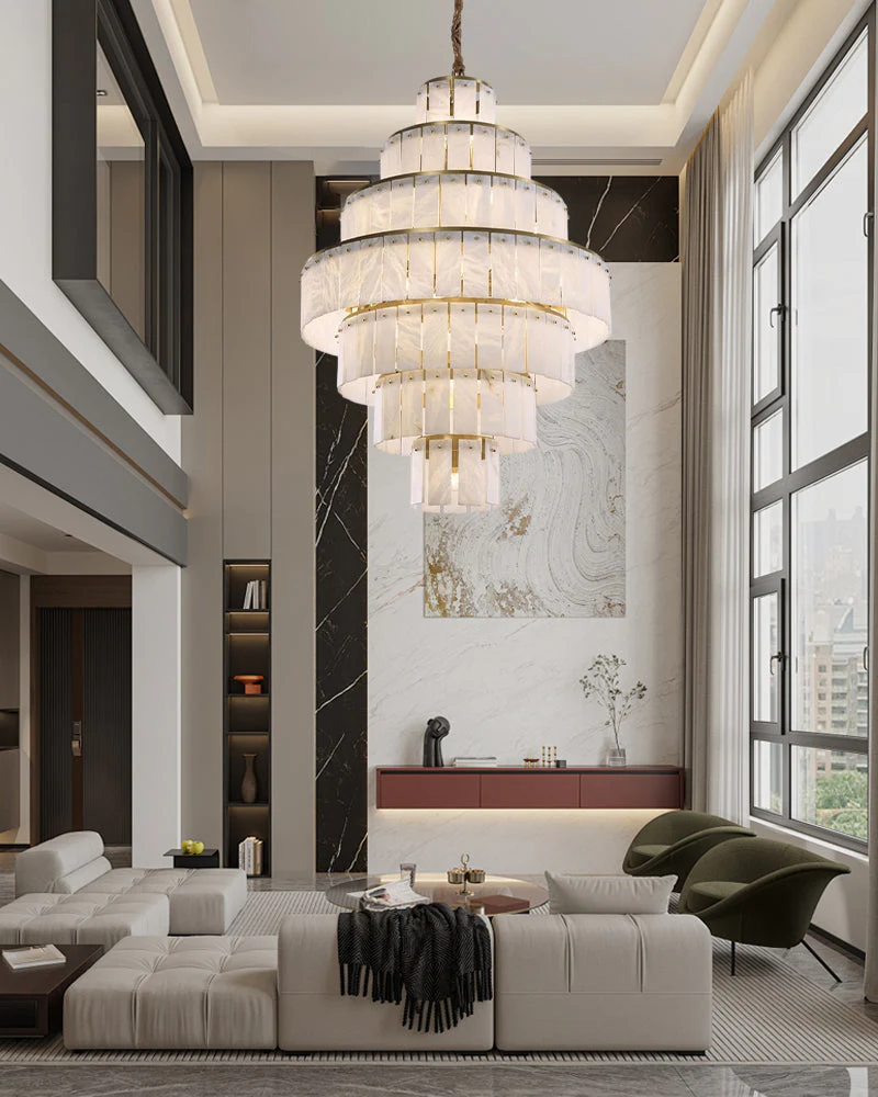 WOMO Giant Tiered Alabaster Foyer Chandelier-WM2926 - Image 2