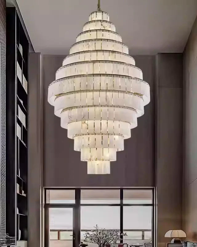 WOMO Giant Tiered Alabaster Foyer Chandelier-WM2926 - Image 8