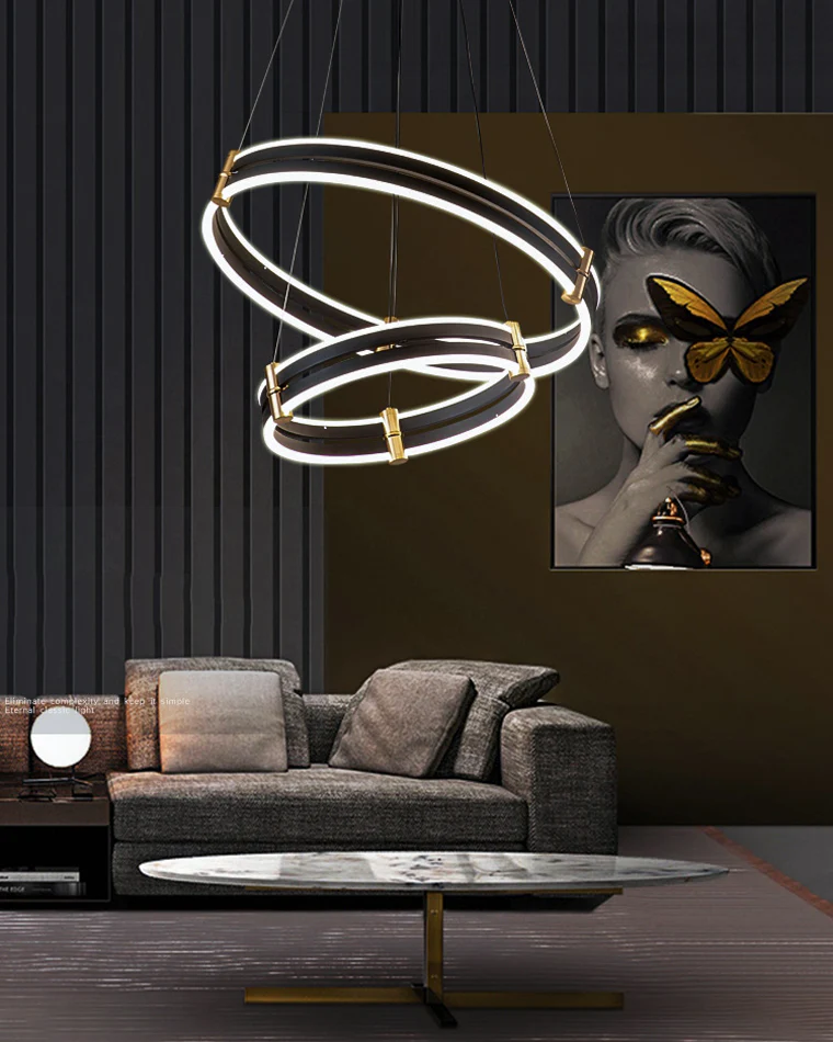 WOMO Tiered Black Rings Chandelier-WM2172 - Image 13