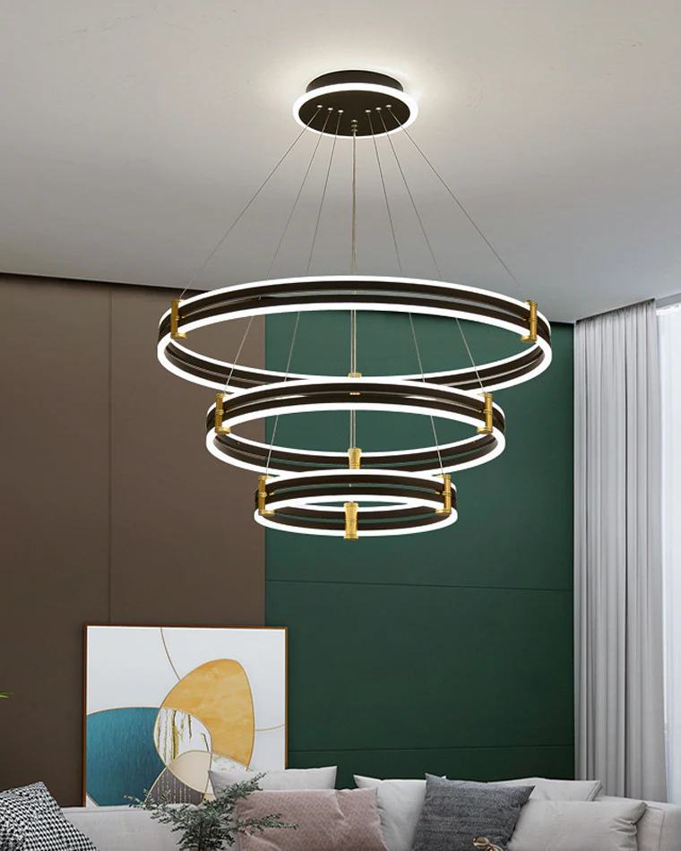 WOMO Tiered Black Rings Chandelier-WM2172 - Image 14