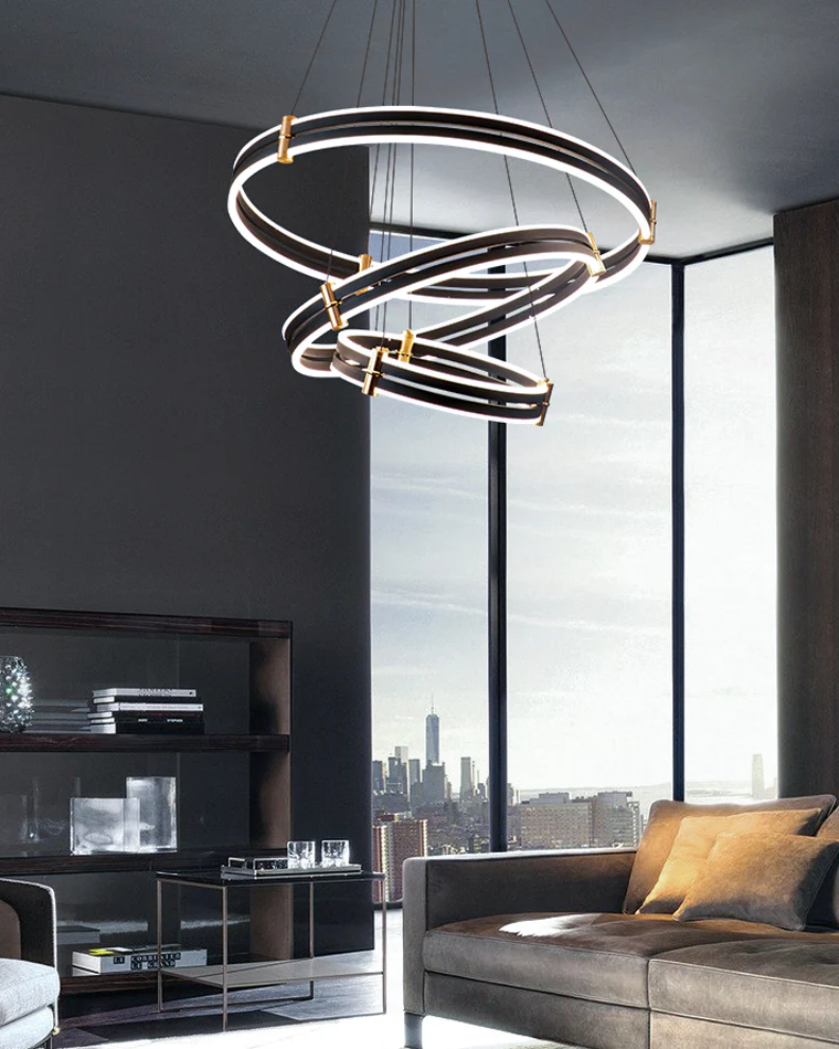 WOMO Tiered Black Rings Chandelier-WM2172 - Image 18