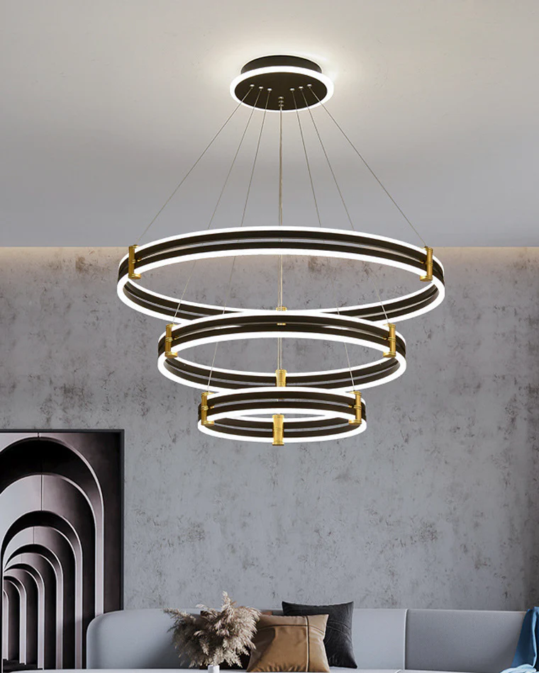 WOMO Tiered Black Rings Chandelier-WM2172 - Image 22
