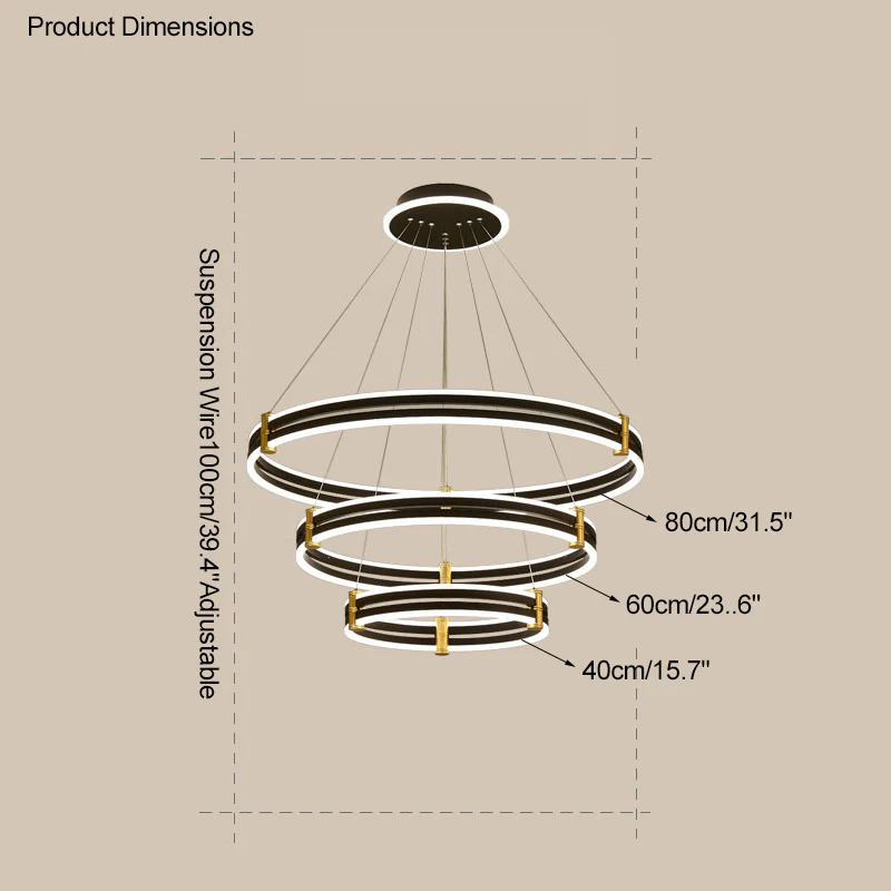 WOMO Tiered Black Rings Chandelier-WM2172 - Image 43