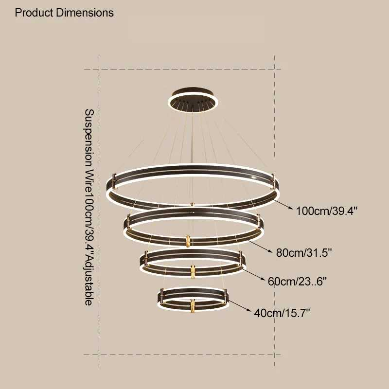 WOMO Tiered Black Rings Chandelier-WM2172 - Image 47