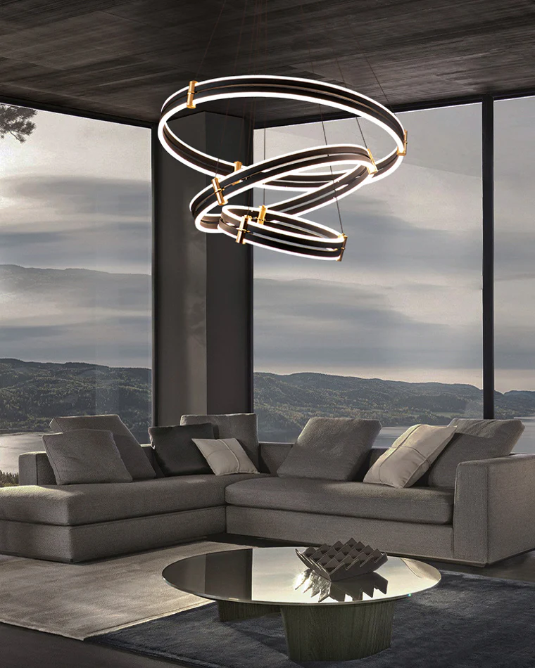 WOMO Tiered Black Rings Chandelier-WM2172 - Image 9