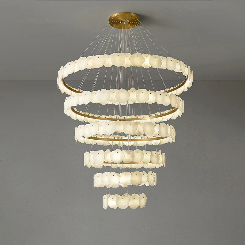 WOMO Tiered Circular Alabaster Chandelier-WM2671 - Image 15